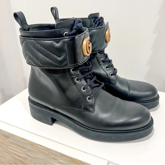 Gucci Marmont Double G Ankle Leather Boots - Picture 2 of 12